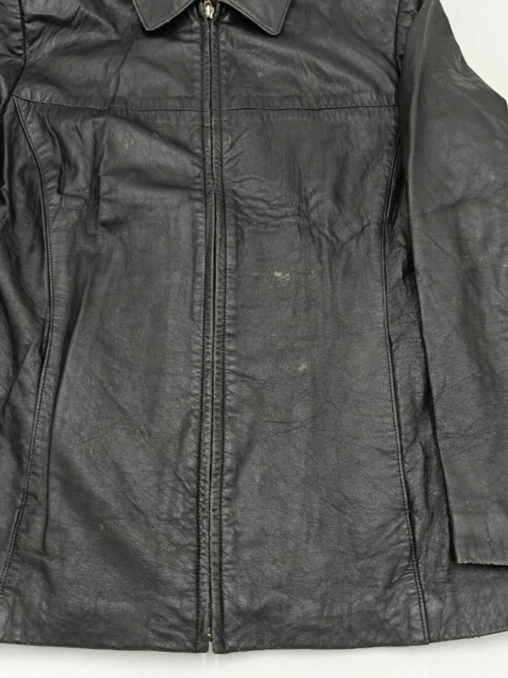 Wilsons Leather Pelle Studio Black Leather Bomber Jacket Red Lining M Vintage